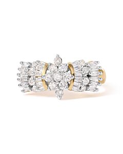 Haus of Brilliance 10K Yellow Gold 1.00 Cttw Diamond Starburst Ring Band (H-I Color, I1-I2 Clarity)
