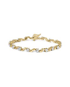 Haus of Brilliance 10K Yellow Gold 1.00 Cttw Round-Cut Diamond Floral S-Link 7.50" Bracelet (I-J Color, I2-I3 Clarity)