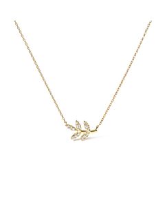 Haus of Brilliance 10K Yellow Gold 1/10 Cttw Diamond Leaf and Branch 18" Pendant Necklace (H-I Color, I1-I2 Clarity)