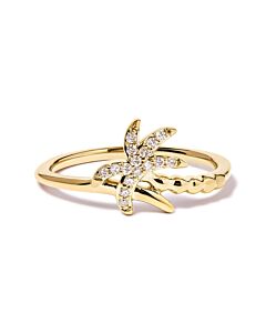Haus of Brilliance 10K Yellow Gold 1/10 Cttw Diamond Palm Tree Statement Ring (H-I Color, I1-I2 Clarity)