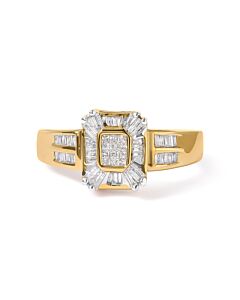 Haus of Brilliance 10K Yellow Gold 1/2 Cttw Diamond Composite and Halo Ring (H-I Color, SI1-SI2 Clarity)