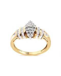 Haus of Brilliance 10K Yellow Gold 1/2 Cttw Diamond Pear Shaped Head and Multi Row Channel Set Shank Ring (H-I Color, SI2-I1 Clarity)