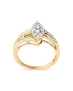 Haus of Brilliance 10K Yellow Gold 1/2 Cttw Pear Cluster and Channel Set Diamond Ring (H-I Color, I1-I2 Clarity)