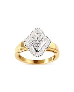 Haus of Brilliance 10K Yellow Gold 1/2 Cttw Round And Baguette-cut Diamond Rhombus Head and Halo Ring (I-J Color, I1-I2 Clarity)