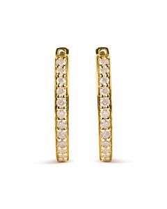 Haus of Brilliance 10K Yellow Gold 1/2 Cttw Round-Cut Diamond Hoop Earrings (I-J Color, I2-I3 Clarity)