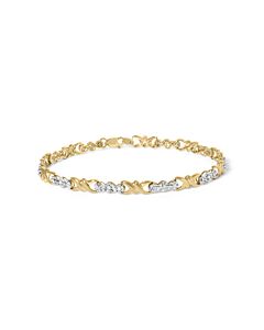 Haus of Brilliance 10k Yellow Gold 1/3 Cttw Diamond 3 Stone and X-Link Bracelet (I-J Color, I1-I2 Clarity) - 7.50" Inches