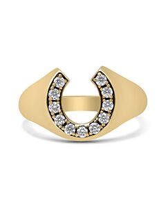 Haus of Brilliance 10K Yellow Gold 1/3 Cttw Round-Cut Diamond Men's Horseshoe Ring (H-I Color, VS1-VS2 Clarity) - Size 10