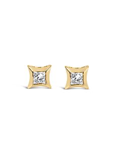 Haus of Brilliance 10K Yellow Gold 1/5 Cttw Invisible Set Princess-Cut Diamond Stud Earrings (H-I Color, SI2-I1 Clarity)