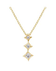 Haus of Brilliance 10K Yellow Gold 1/5 Cttw Princess Cut Diamond 3 Stone Drop 18" Pendant Necklace (H-I Color, SI2-I1 Clarity)