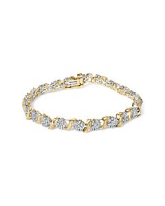 Haus of Brilliance 10K Yellow Gold 2.00 Cttw Round Cut Diamond 'S' Cluster Bracelet (J-K Color, I1-I2 Clarity)