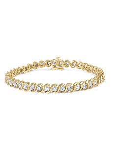 Haus of Brilliance 10K Yellow Gold 3 cttw Round-Cut Diamond Spiral Link 7.50" Bracelet (I-J Color, I1-I2 Clarity)