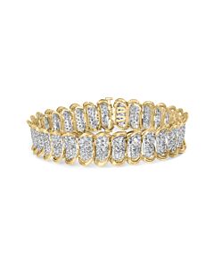 Haus of Brilliance 10K Yellow Gold 4.00 Cttw Pave Diamond Classic Link 7" Bracelet (I-J Color, I2-I3 Clarity)