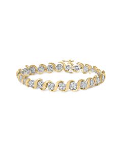 Haus of Brilliance 10K Yellow Gold 4.00 Cttw Round-Cut Diamond Floral Link 7.5" Bracelet (H-I Color, I2-I3 Clarity)