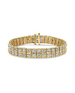 Haus of Brilliance 10K Yellow Gold 8.00 Cttw Round-Cut Diamond Two Row Square Link Tennis Bracelet (K-L Color, I1-I2 Clarity) - 7.25" Inches