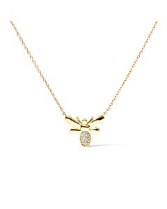 Haus of Brilliance 10K Yellow Gold Diamond Accented Bumble Bee Pendant 18" Inch Necklace (H-I Color, I1-I2 Clarity)