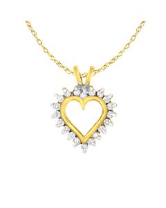 Haus of Brilliance 10K Yellow Gold Heart Shaped 1/4 ctw Diamond Pendant Necklace (K-L, I1-I2)