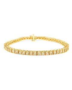 Haus of Brilliance 10K Yellow Gold over .925 Sterling Silver 1.0 Cttw Diamond Square Frame Miracle-Set Tennis Bracelet (I-J Color, I3 Clarity) - 8"