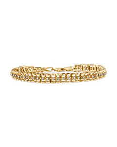 Haus of Brilliance 10K Yellow Gold Plated .925 Sterling Silver 1.0 Cttw Rose Cut Diamond Double-Link 7" Tennis Bracelet (I-J Color, I3 Clarity)