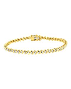 Haus of Brilliance 10K Yellow Gold Plated .925 Sterling Silver 1/2 Cttw 2-Prong Set Diamond S Link Tennis Bracelet (I-J Color, I3 Clarity)- 7.25"
