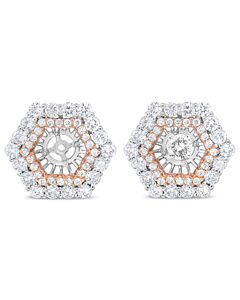Haus of Brilliance 14K Rose and White Gold 1 7/8 Cttw Round Diamond Double Halo Earring Jacket for 6mm Round Studs (G-H Color, VS2-SI1 Clarity)