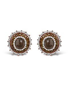 Haus of Brilliance 14K Rose Gold 3 1/2 Cttw Fancy Rose Cut Diamond Circle Shaped Triple Halo Stud Earring (Fancy Color, I2-I3 clarity)