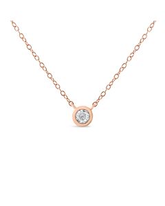 Haus of Brilliance 14K Rose Gold Plated .925 Sterling Silver 1/5 Cttw Diamond Bezel 18" Pendant Necklace (J-K Color, I1-I2 Clarity)