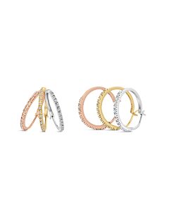 Haus of Brilliance 14K Tri-Toned Gold 1/3 Cttw Diamond Triple Hoop Earrings (I-J Color, I2-I3 Clarity) - 22 MM