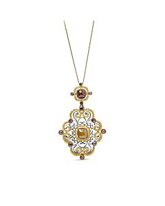 Haus of Brilliance 14K White and Yellow Gold 4.0 Cttw Fancy Color Rose Cut Diamond Antique Style 18" Pendant Necklace (Yellow Color, I1-I2 Clarity)