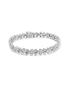 Haus of Brilliance 14K White Gold 1 1/2 Cttw Round Diamond Floral Clover-Shaped Link Bracelet (H-I Color, SI1-SI2 Clarity) - Size 7"