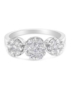 Haus of Brilliance 14K White Gold 1 1/4ct TDW Diamond Floral Cluster Ring (H-I, SI2-I1)