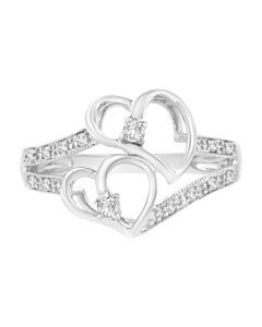 Haus of Brilliance 14K White Gold 1/10 ctw Diamond Twin Heart Ring