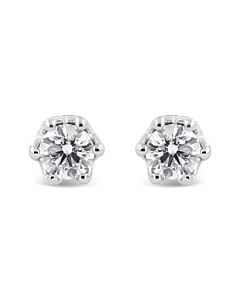 Haus of Brilliance 14K White Gold 1/2 Cttw Round Diamond Crown Stud Earring (I-J Color, I1-I2 Clarity)