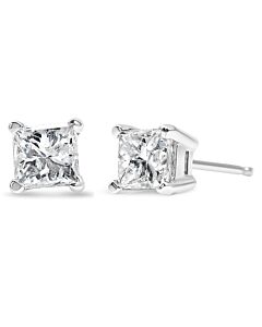 Haus of Brilliance 14K White Gold 1/2ct TDW Princess Cut Diamond Solitaire Stud Earrings (G-H, SI2-I1)
