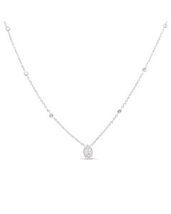 Haus of Brilliance 14K White Gold 1/3 Cttw Round Diamond Marquise Shaped Station Necklace - (H-I Color, SI1-SI2 Clarity) - 18"