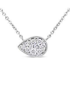 Haus of Brilliance 14K White Gold 1/4 Cttw Round Diamond Teardrop Necklace - (G-H Color, SI2-I1 Clarity) - 18"