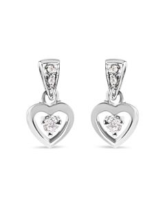 Haus of Brilliance 14K White Gold 1/6 Cttw Diamond Dangle Heart Stud Earrings (H-I, SI2-I1)