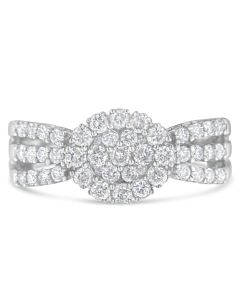 Haus of Brilliance 14K White Gold 1ct TDW Diamond Floral Cluster Ring (H-I,I1-I2)