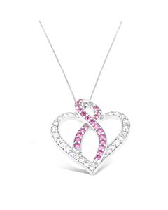 Haus of Brilliance 14K White Gold 1ct. TGW Diamond And Pink Sapphire Gemstone Pendant Necklace (G-H,SI2-I1)