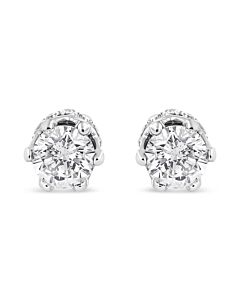 Haus of Brilliance 14K White Gold 2.0 Cttw Round Cut Prong-Set Diamond Crown Stud Earring (I-J Color, I1-I2 Clarity)