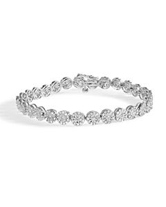 Haus of Brilliance 14K White Gold 2.00 Cttw Diamond Halo Link Tennis Bracelet (H-I Color, I1-I2 Clarity) - 7" Inches