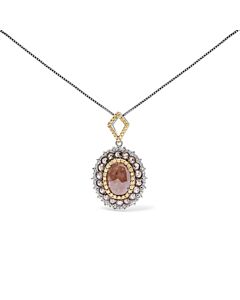 Haus of Brilliance 14K White Gold 3.00 Cttw Rose Cut Fancy Colored Diamond Triple Halo 18" Inch Pendant Necklace (Fancy Color, I2-I3 Clarity)