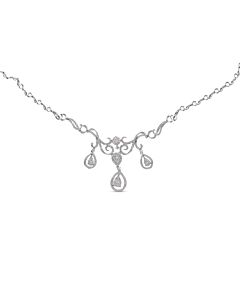 Haus of Brilliance 14K White Gold 3 1/2 Cttw Diamond Statement Drop and Dangle Necklace (G-H Colors, SI1-SI2 Clarity)