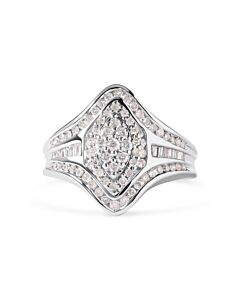 Haus of Brilliance 14K White Gold 3/4 Cttw Round and Baguette cut Diamond Cluster Ring (H-I Color, I1-I2 Clarity)