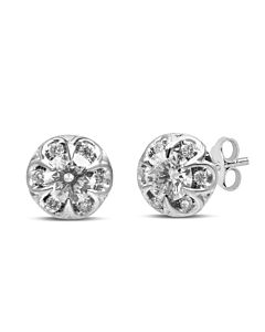 Haus of Brilliance 14K White Gold 3/4 Cttw Round Cut Diamond Halo Cluster Stud Earrings (I-J Color, I1-I2 Clarity)