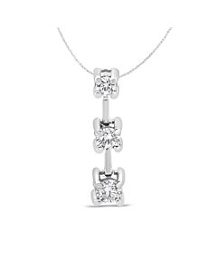 Haus of Brilliance 14K White Gold 3/4 Cttw Round Diamond Three-Stone Drop Pendant 18" Necklace - (H-I Color, SI1-SI2 Clarity)