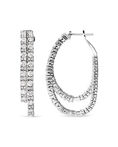 Haus of Brilliance 14K White Gold 4.0 Cttw Diamond Asymmetrical Inside Out Double-Hoop Earrings (I-J Color, I1-I2 Clarity)