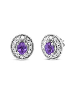 Haus of Brilliance 14K White Gold 4x3mm Round Pink Sapphire and 1/10 Cttw Round Diamond Halo Stud Earrings - (I-J Color, SI1-SI2 Clarity)