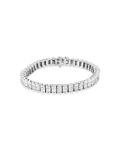 Haus of Brilliance 14K White Gold 5.00 Cttw Invisible Set Princess-Cut Diamond Belt and Buckle Tennis 7" Bracelet (H-I Color, SI1-SI2 Clarity)
