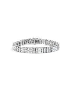 Haus of Brilliance 14K White Gold 6.00 Cttw Alternating Round and Baguette Diamond Tennis Bracelet (H-I Color, I1-I2 Clarity) - 7" Inches