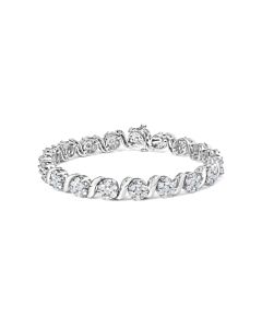Haus of Brilliance 14K White Gold 7 3/8 Cttw Round Brilliant Diamond Floral Cluster and S Link Bracelet (H-I Color, SI2-I1 Clarity)